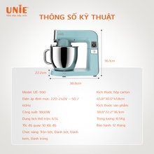 Máy nhồi bột UNIE UE-990 dung tích 6.5L, 10 tốc độ điều chỉnh - Ảnh 10