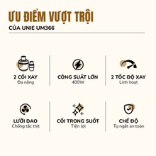 Máy xay thịt UNIE UM366 - 2,5L, 2 cối xay thủy tinh + trục đánh ruốc - Ảnh 4