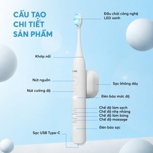 Bàn chải điện Unie UET518W đầu chải dao động, LED trắng răng - Ảnh 12