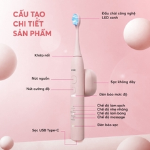 Bàn chải điện Unie UET518P đầu chải dao động, LED trắng răng - Ảnh 12