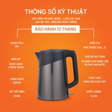 Ấm siêu tốc UNIE UE-302 dung tích 1.8L, đun sôi nhanh chóng - Ảnh 12