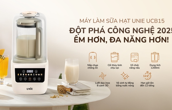 Máy làm sữa hạt UNIE UCB15 – Đột phá công nghệ 2025, êm hơn, đa năng hơn!