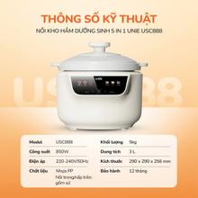 Nồi kho hầm dưỡng sinh 5 in 1 UNIE USC888, nắp sứ kép cao cấp - Ảnh 3