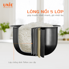 Nồi cơm điện UNIE UE-626 dung tích 1.8L, lòng nồi chống dính 5 lớp - Ảnh 7