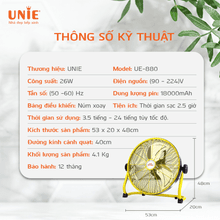 Quạt sàn tích điện UNIE UE-880 hoạt động liên tục 48h - Ảnh 8