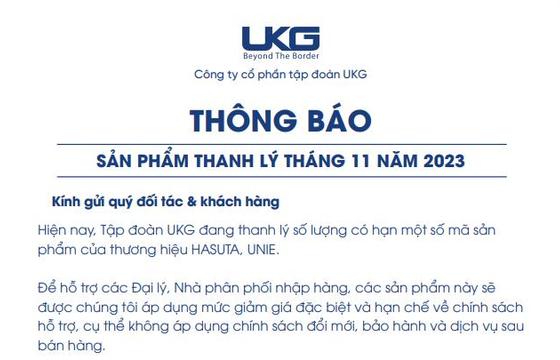 UNIE thông báo sản phẩm thanh lý tháng 11/2023